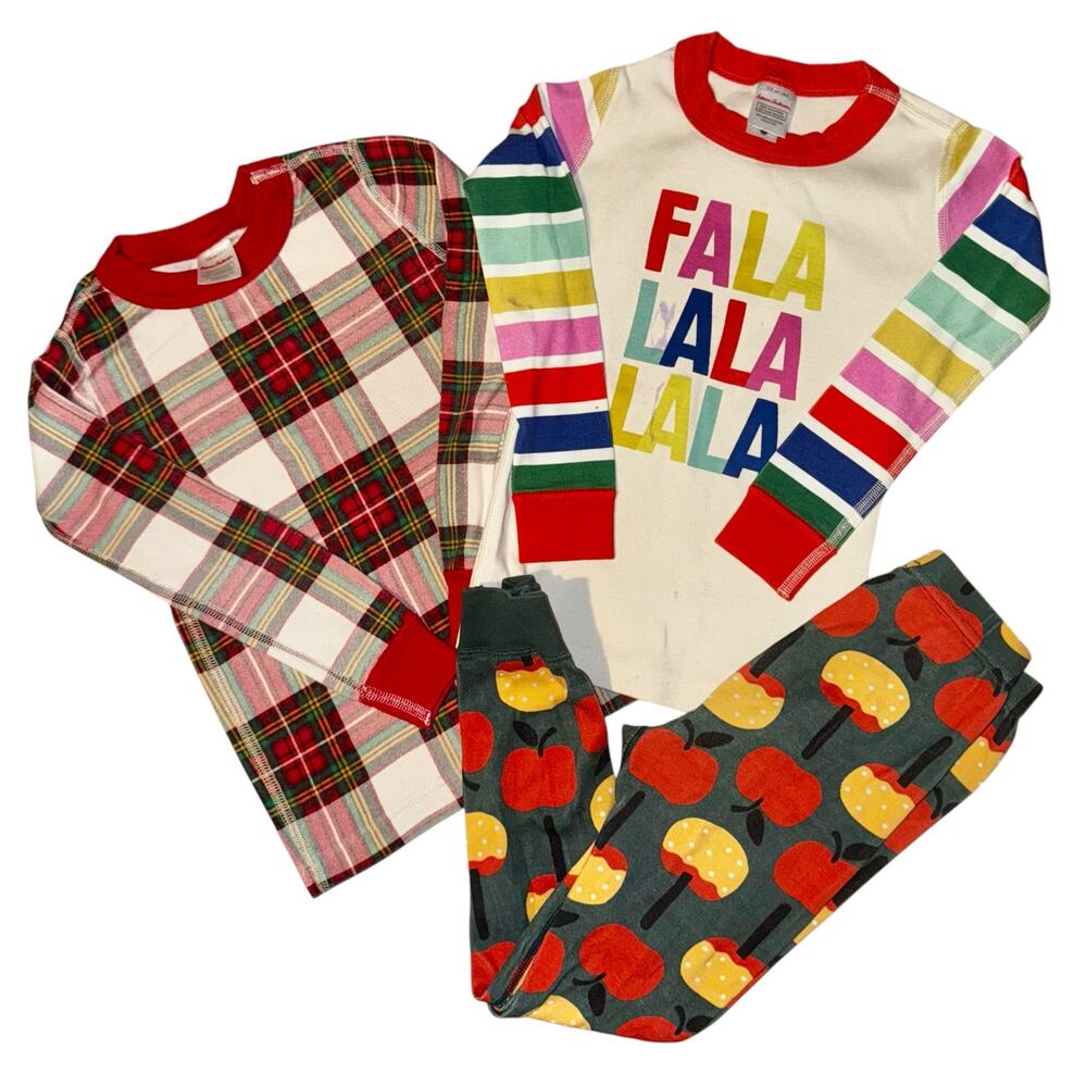 Hanna Andersson 5T Pajama Bundle Plaid Apples Rainbow Organic Cotton Comfy